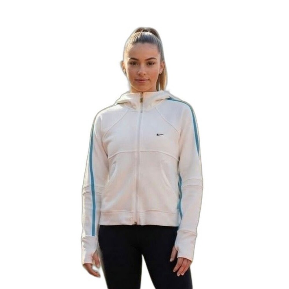 Vintage Nike Sphere Dry full zip hoodie white blue girls L 12-14 NWOT
